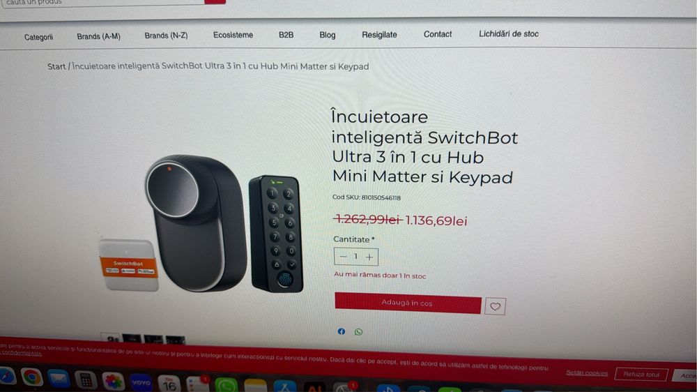 Incuietoare inteligenta switchbot smartlock ultra touch combo noua sigilata