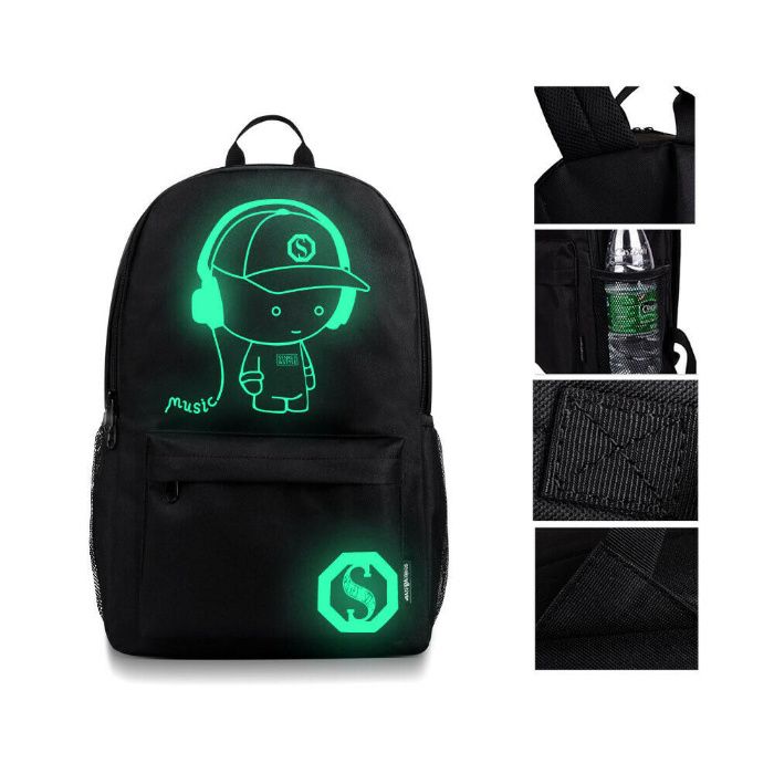 Rucsac fluorescent lumineaza seara! Incarcare USB. 48x29x17cm. Nou!