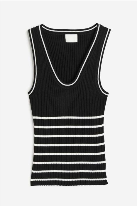 Къс потник с пайети НМ/ Прозрачна блуза H&M/ Плетен потник H&M