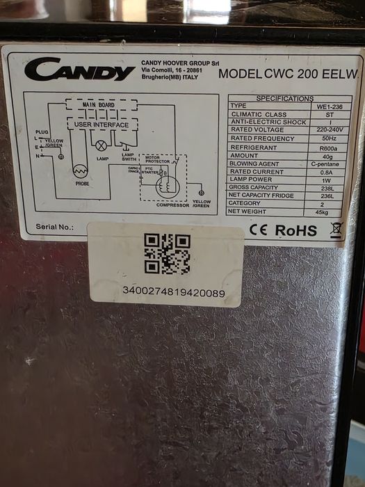 Racitor de vinuri Candy  CWC 200 EELW