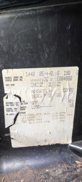 Dezmembrez vw volkswagen passat B6 sedan 2.0 tdi BMP cv man HDU LD5Q