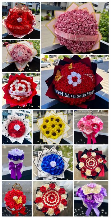 Aranjamente florale / Buchete din trandafiri de sapun sau satin