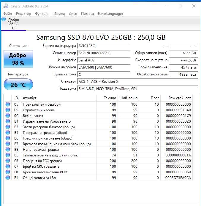 Samsung EVO 870 250 GB SSD