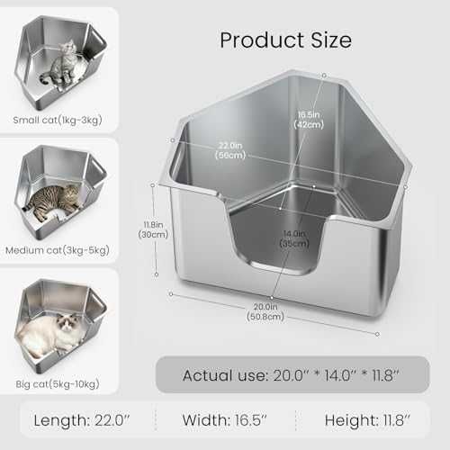 Нова Ъглова котешка тоалетна неръждаема стомана L с висок борд против миризми