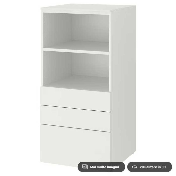 Vand Biblioteca, ikea, alb, 3 sertare, 60x57x123 cm
