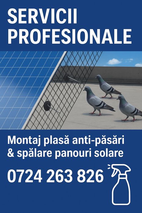 Servicii spalare si montare plasa  panouri fotovoltaice