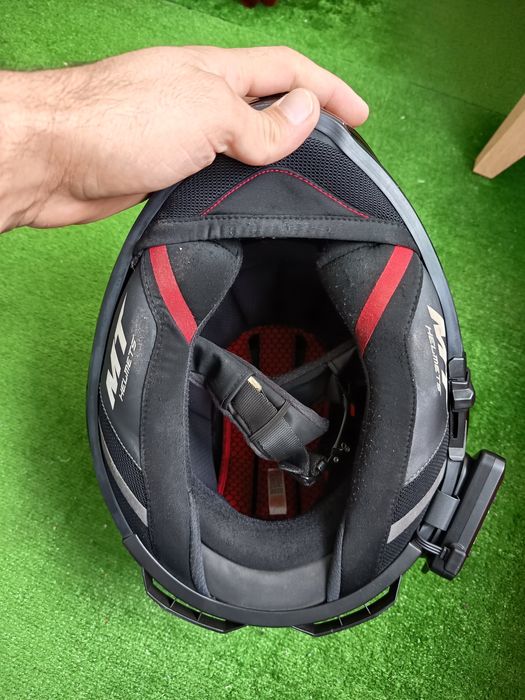 Echipament moto.Casca+intercom,costum din 2 piese+geanta picior cizme