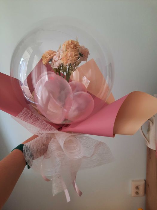 Оригинални букети / Цвете в балон / подарък за изписване бебе