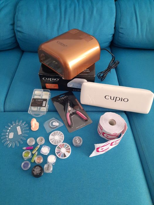 Set cupio unghii manichiura lampa uv suport tips cleste