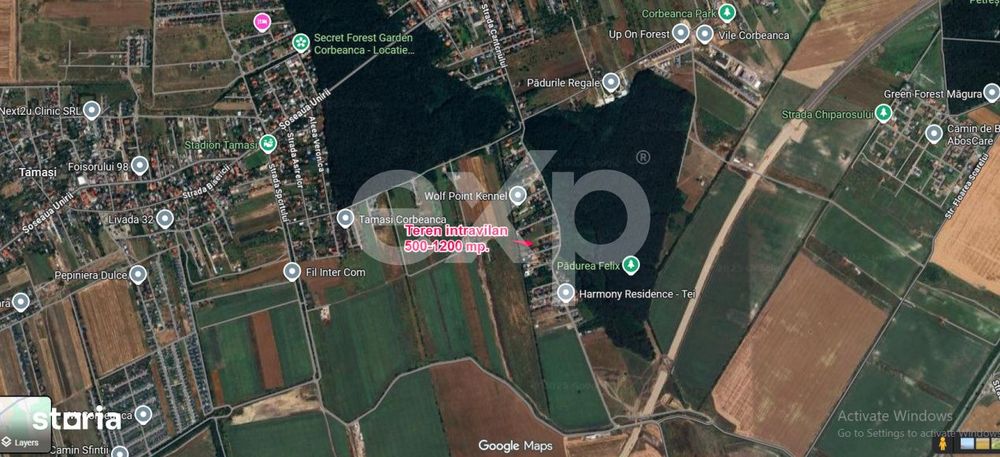 De vanzare teren intravilan intre 500-1200 mp langa padure