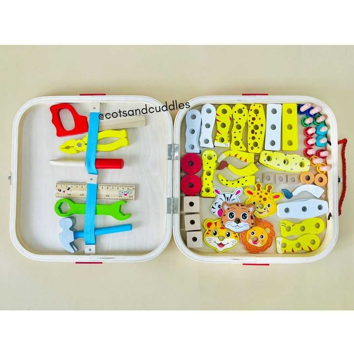 Jucarie montessori de lemn, asamblare piese, dezvoltare abilitati