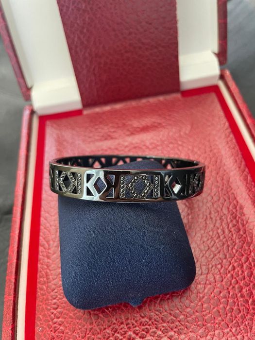 Bratara autentica KARL LAGERFIELD antracit Pierced k Bangle swarovski,