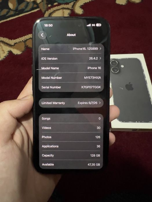 iPhone 16 Black — Ideal Holatda Tezkor Sotiladi!)
