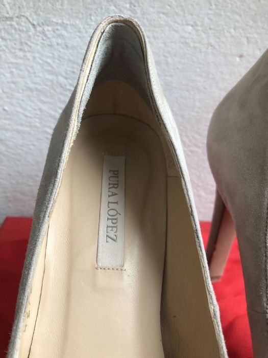 Pantofi Pura Lopez piele intoarsa bej 35