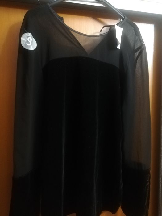 Bluza catifea cu voal