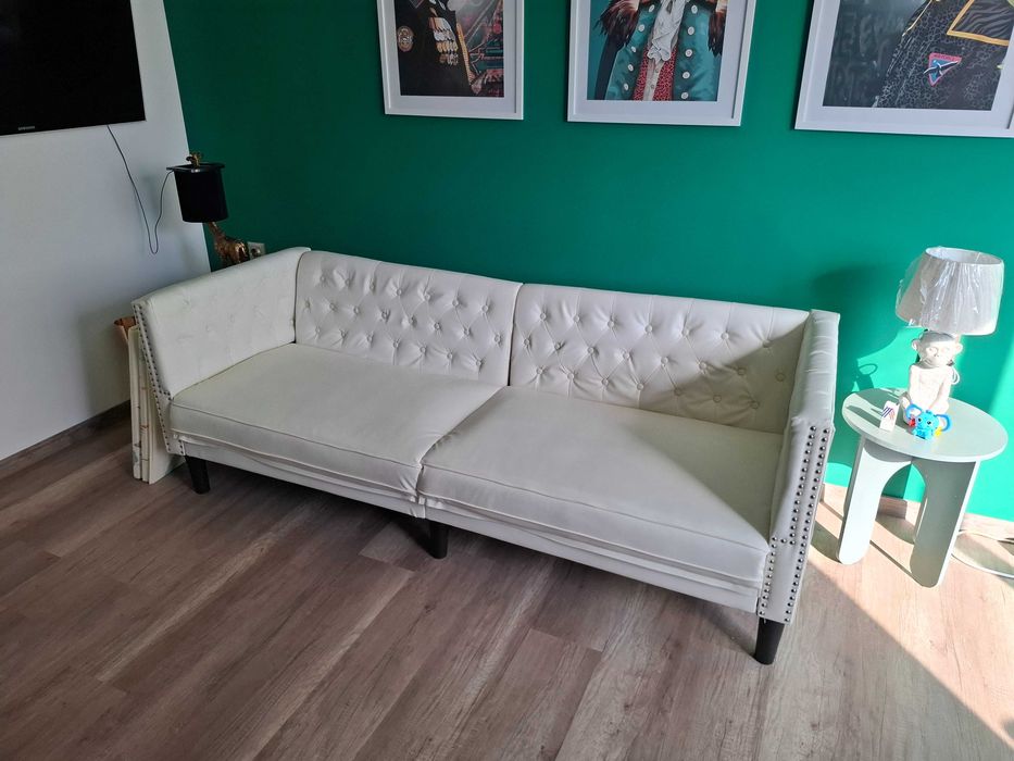 Диван-канапе Бяло от Еко-кожа