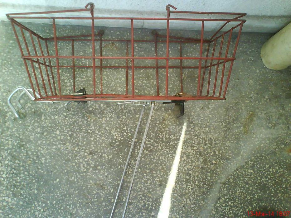 Portbagaj cromat + cos metalic bicicletă