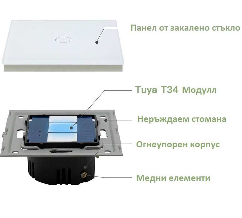 Смарт ключ за осветление с контрол през телефона Alexa/Tuya
