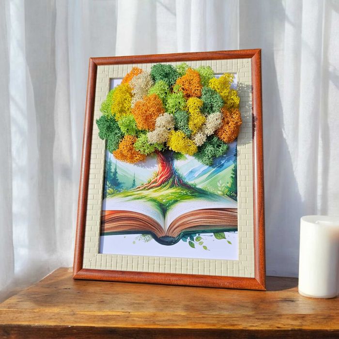 Живи картини/ пана за декорация с естествен скандинавски мъх