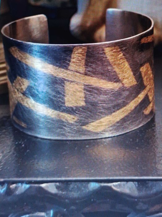 Авторска гривна уникат сребро и злато