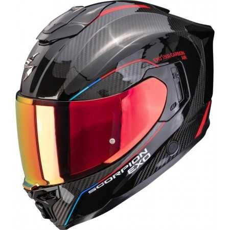 Мото каска SCORPION EXO-1500 Carbon Mundi Red/Black Gloss,очила,2 виз.