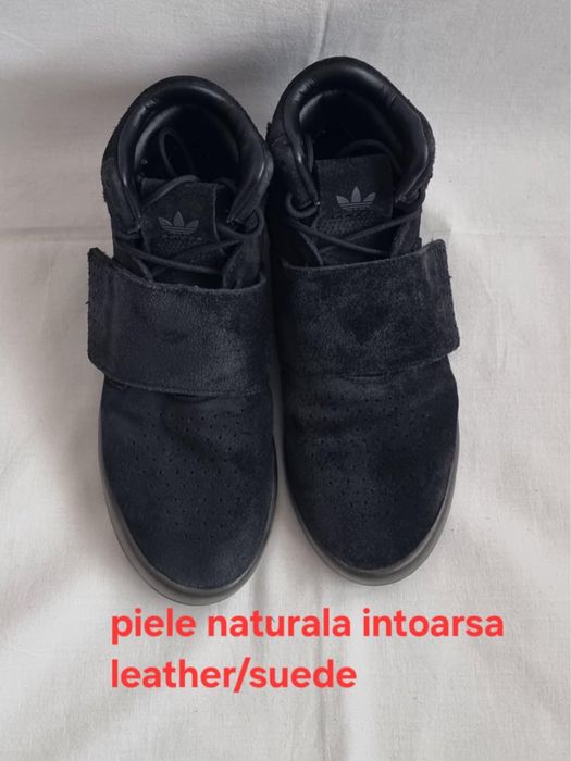 Ghete piele intoarsa naturala Adidas Tubular Strap, marimea 38 si 2/3