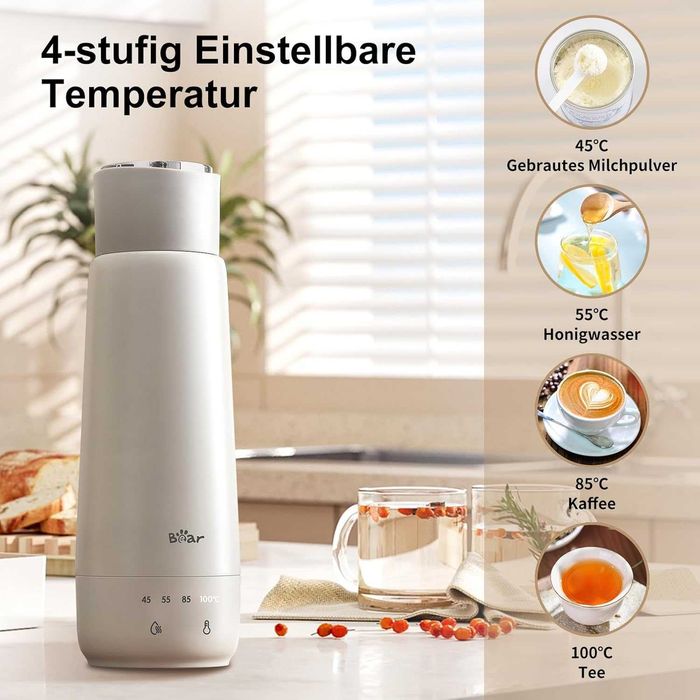 Електрическа кана Bear 300ml, неръждаема стомана 304, преносим
