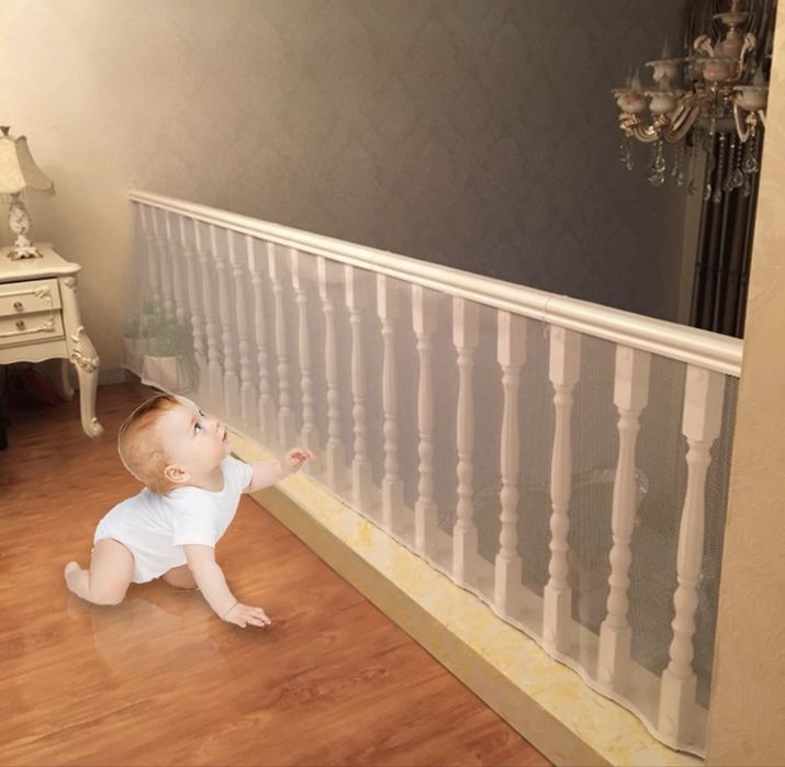 Plasa de siguranta pentru copii, balustrade de la scari si terase, alb, 3 x 0.8 m (2 bucati)