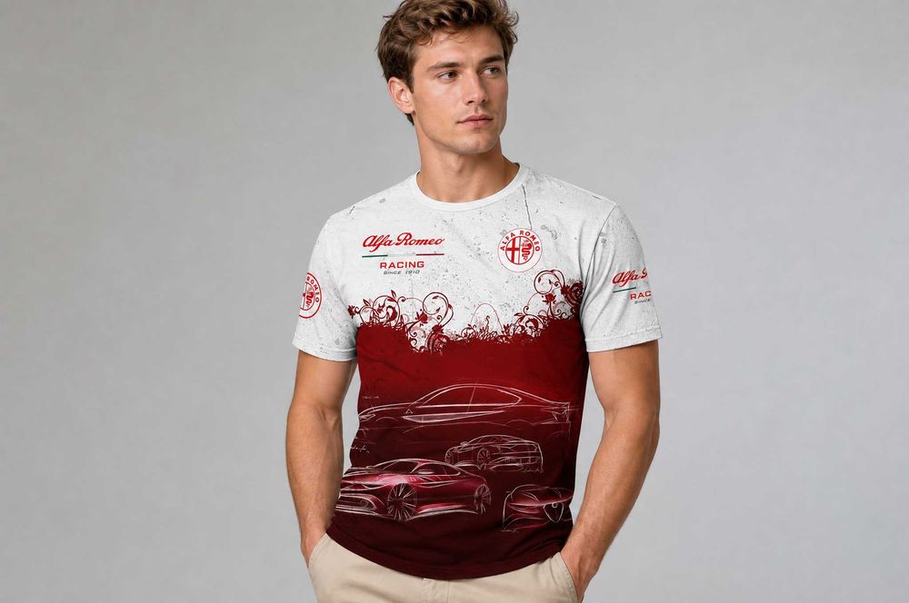 Тениска Alfa Romeo Racing 3D / Мъжка тениска цял принт – S до 5XL