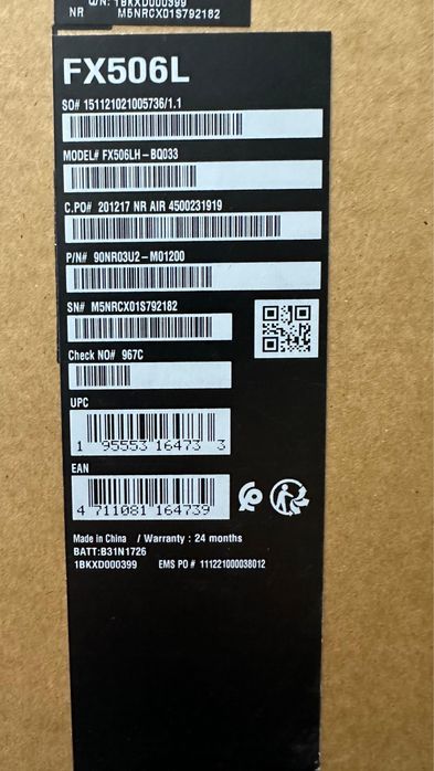 Nou! Laptop ASUS Gaming TUF F15 FX506L