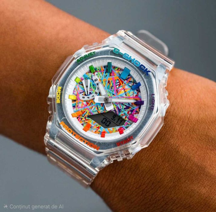 Ceas Sport Casio g shock ga 2100 BM jellyfish ,paint Multicolor , Nou,Garantie 2 ani