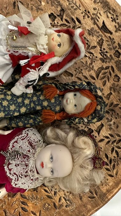 Papusi vechi autentice siciliene cap portelan, detalii superbe, Italia