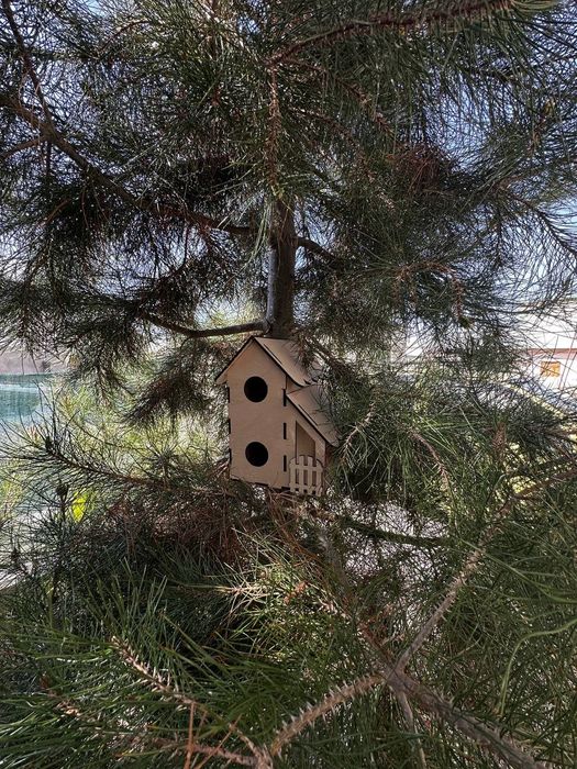 Скворешник двух этажный с кормушкой