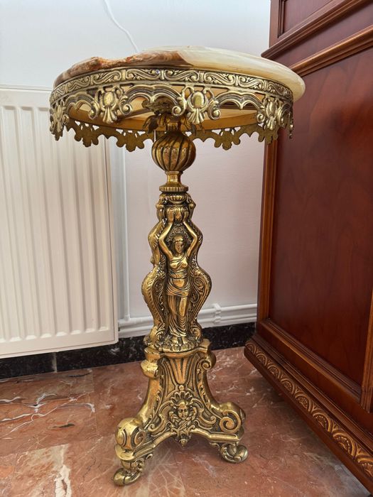 Masuta decorativă / piedestal din marmură și bronz – stil Baroc – H 69 cm