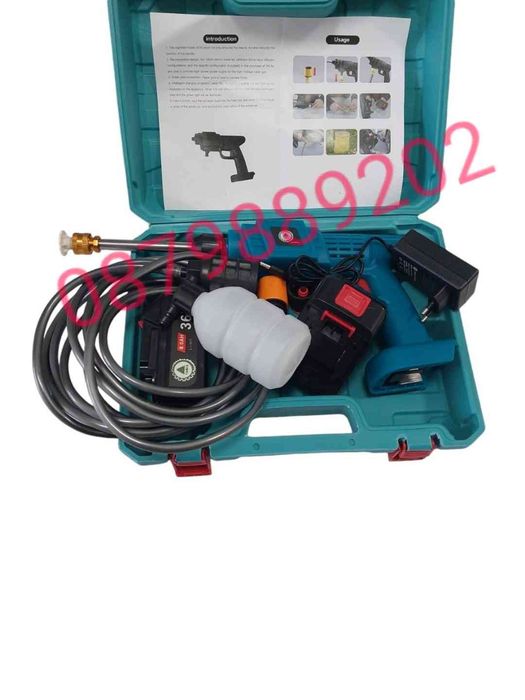 Акумулаторна водоструйка за почистване на автомобили  батерия, зарядно