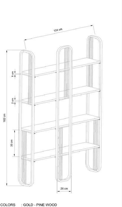 Etajera maro/aurie 180 cm Dubai The Home Collection
