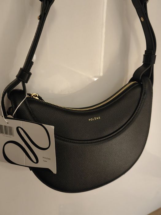 Черна кожена чанта polene