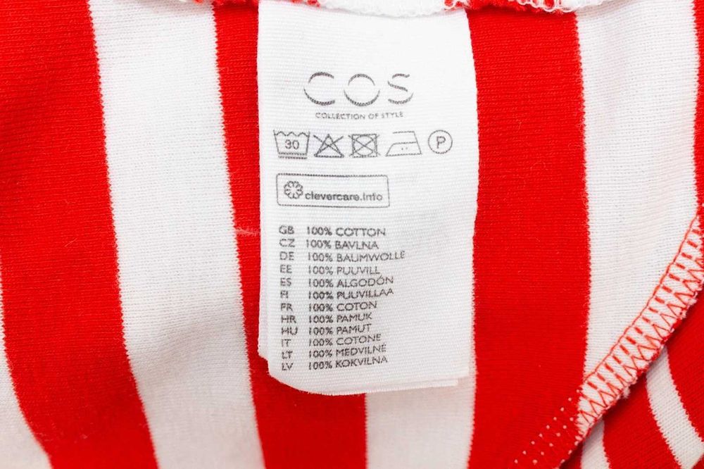 COS оригинална дамска тениска червено бяла асиметрична S