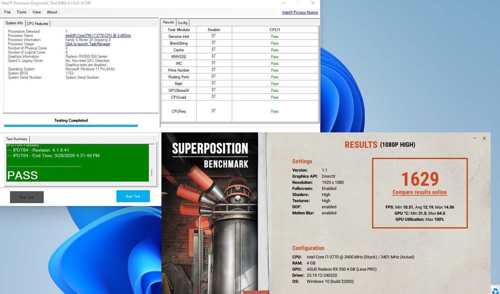 Kit MB Asus I7 3770 4Gb DDR3