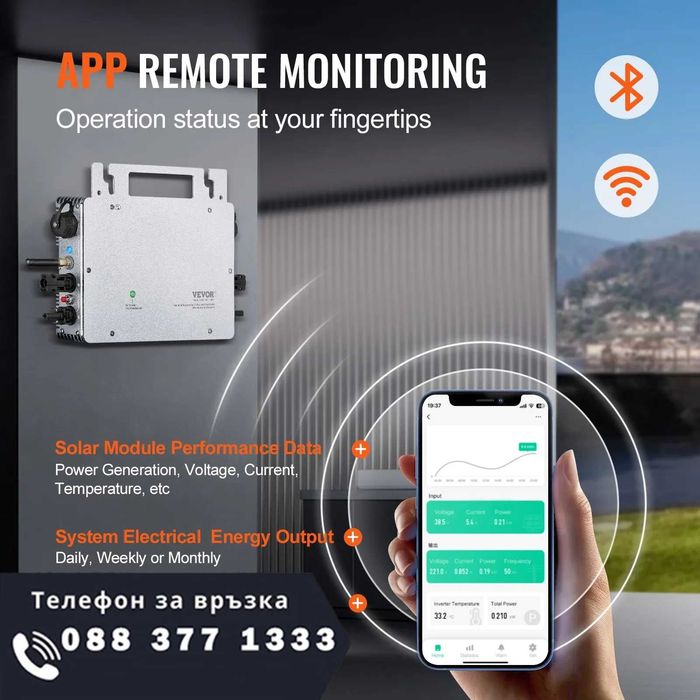 НЕМСКИ Слънчев микроинвертор 600W + Подарък ЛЕД ФЕНЕР