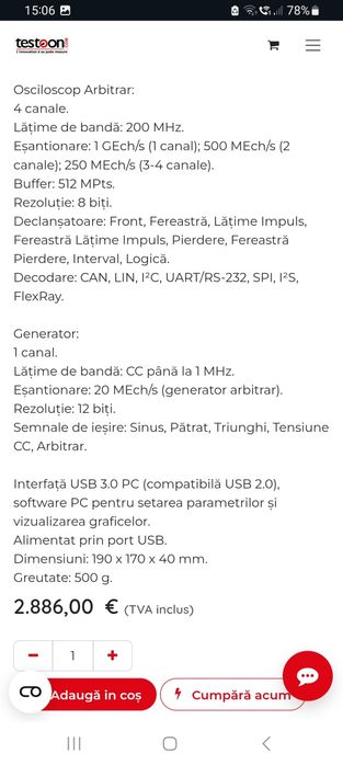 Osciloscop PC nou,tiplă .Ocazie. 2000 euro