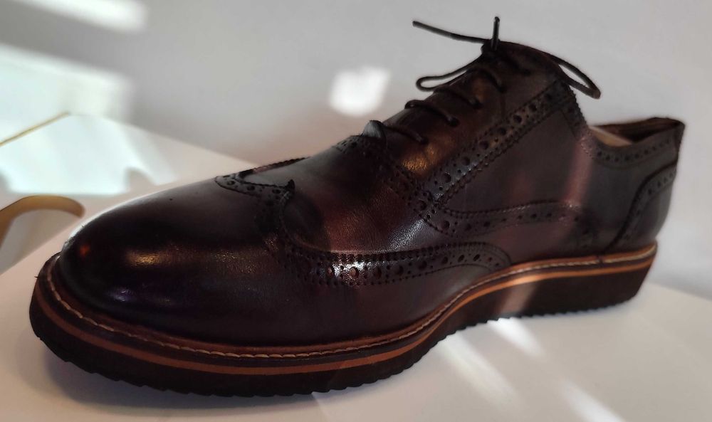 Pantofi oxford 42 smart casual brogue Lav Artigianale piele naturala moale maro
