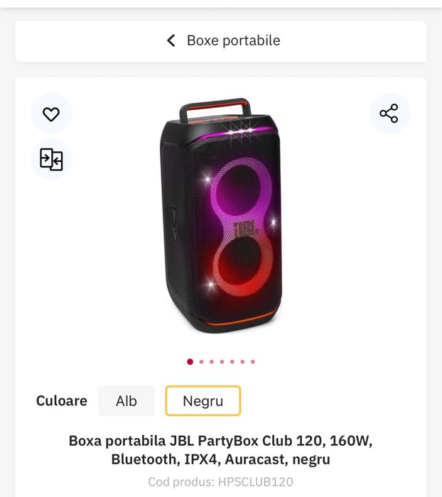 Jbl partybox 120 club cu doua baterii