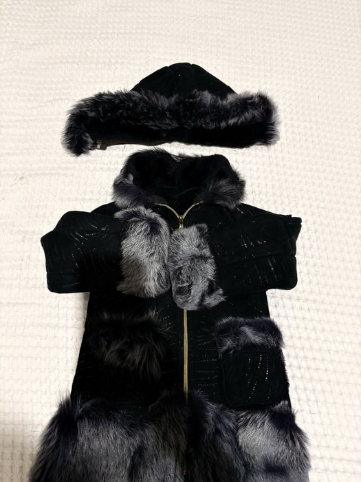 Дубленка детская белая, черная