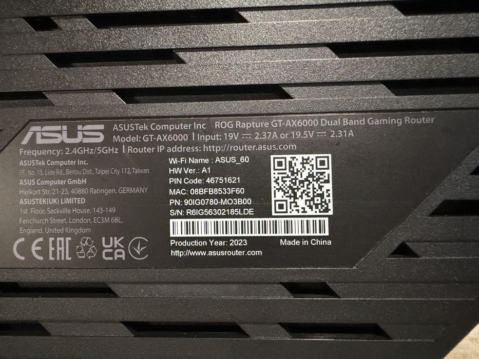 Router Wireless Gaming ASUS ROG Rapture GT-AX6000, Dual-Band, Wi-Fi 6, AiMesh, Triple-Level Game Acceleration, 4 antene Wi-Fi