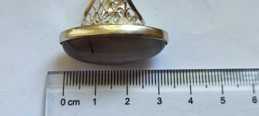 Серебряное кольцо с большим камнем АГАТ