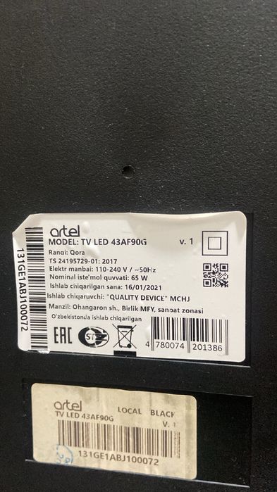Artel televizor 43срочно