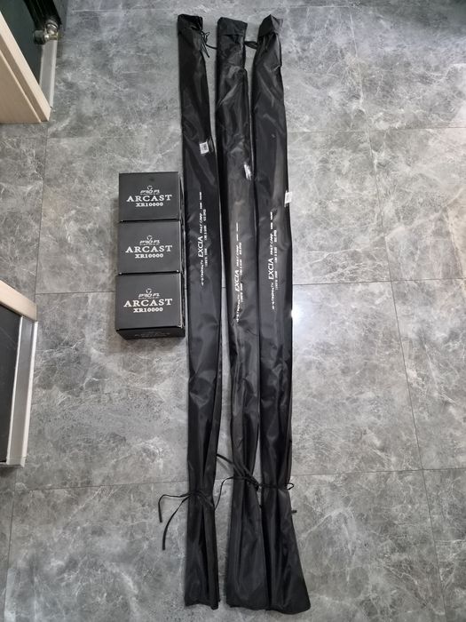 SET 3 Lansete FL EXCIA 3.90m 3.5lbs 2seg + 3 Mulinete PRO FL Arcast XR 10000 NEW 2026
