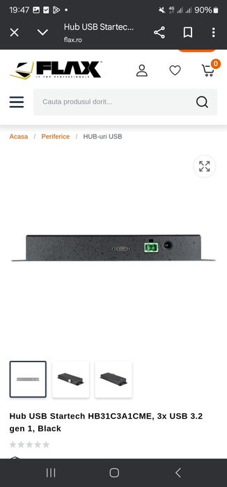 Hub industrial USB C metalic StarTech cu 4 porturi 10 Gbps HB31C3A1CME