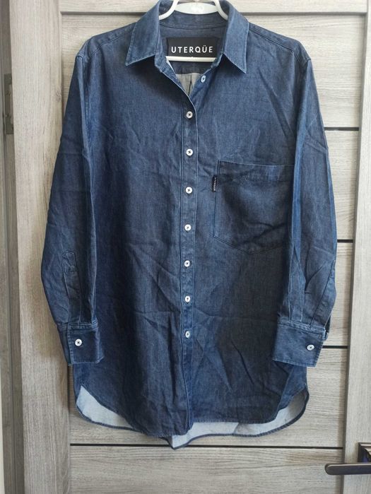 Джинсовая блуза - рубашка синяя.